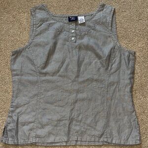 Hunt Club Gray Linen Sleeveless Blouse